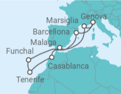 Itinerario della crociera Spagna, Marocco, Portogallo, Francia - MSC Crociere