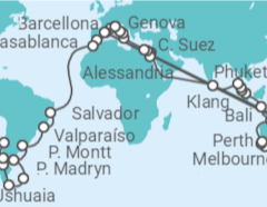 Itinerario della crociera Giro del Mondo Msc Crociere 2025 - MSC Crociere