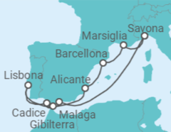 Itinerario della crociera Spagna, Gibilterra, Portogallo, Francia - Costa Crociere