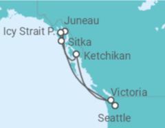 Itinerario della crociera Crociera in Alaska + soggiorno a Seattle - NCL Norwegian Cruise Line