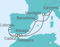 Itinerario della crociera Spagna, Gibilterra, Portogallo, Francia - Costa Cruceros