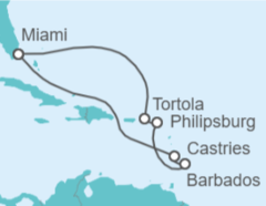 Itinerario della crociera Santa Lucia, Barbados, Sint Maarten, Isole Vergini britanniche - Cunard