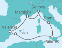 Itinerario della crociera Spagna, Francia, Italia - MSC Crociere