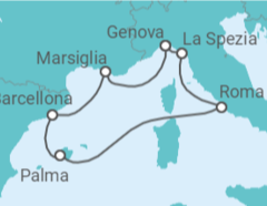 Itinerario della crociera Spagna, Francia, Italia - MSC Cruceros