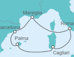 Itinerario della crociera Italia, Francia, Spagna - AIDA