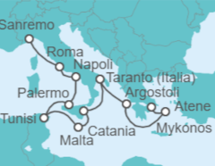 Itinerario della crociera Da Savona a Pireo (Atene) - Costa Crociere