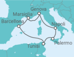 Itinerario della crociera Italia, Tunisia, Spagna, Francia - MSC Crociere