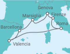 Itinerario della crociera Spagna, Francia, Italia - MSC Crociere