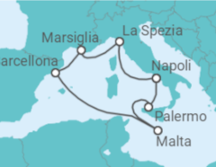 Itinerario della crociera Malta, Spagna, Francia, Italia - MSC Crociere