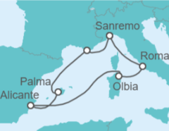 Itinerario della crociera Francia, Spagna, Italia Bevande Incluse - Costa Crociere