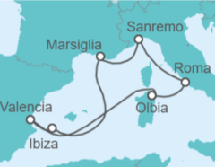 Itinerario della crociera Italia, Francia, Spagna - Costa Crociere