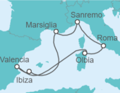 Itinerario della crociera Italia, Francia, Spagna - Costa Crociere