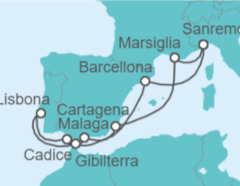 Itinerario della crociera Spagna, Portogallo, Gibilterra, Francia Bevande Incluse - Costa Cruceros