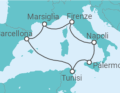 Itinerario della crociera Francia, Spagna, Tunisia, Italia - MSC Cruceros