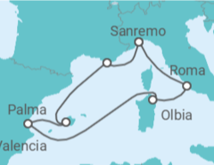 Itinerario della crociera Francia, Spagna, Italia Bevande Incluse - Costa Crociere