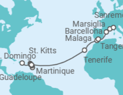 Itinerario della crociera Da Santo Domingo a Savona - Costa Crociere