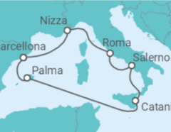 Itinerario della crociera Francia, Italia, Spagna - Virgin Voyages