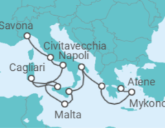 Itinerario della crociera Da Savona a Pireo (Atene) - Costa Cruceros