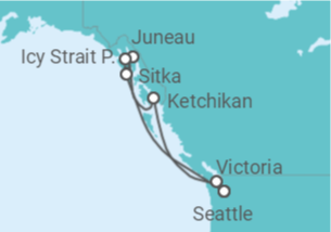 Itinerario della crociera Crociera in Alaska + soggiorno a Seattle - NCL Norwegian Cruise Line