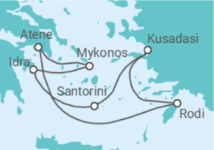 Itinerario della crociera Crociera in Grecia e Turchia + soggiorno ad Atene - Celebrity Cruises