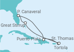 Itinerario della crociera Crociera Isole Vergini statunitensi + Soggiorno a Orlando - NCL Norwegian Cruise Line