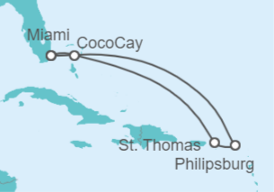 Itinerario della crociera Crociera St marteen e Isole Vergini + Soggiorno a Miami - Royal Caribbean