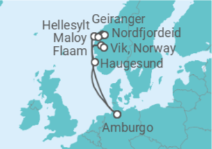 Itinerario della crociera Crociera ai Fiordi Norvegesi + soggiorno ad Amburgo - Costa Crociere