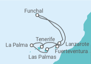 Itinerario della crociera Crociera Isole Canarie  + Soggiorno a Tenerife (Bevande incluse) - MSC Crociere