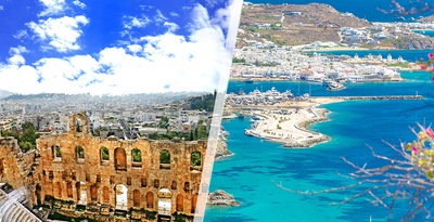 Atene e Mykonos in aereo, con trasferimenti e con auto a noleggio