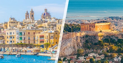 Atene e Malta con trasferimenti e auto a noleggio